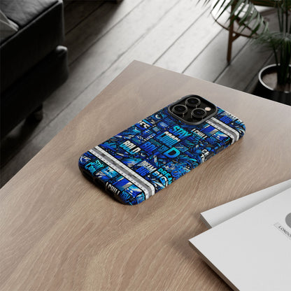 Vibrant 3D Wrap Protective Phone Case in Blue Typography Design for Unique Style – Stylish Protection Compatible with iPhone 13, 14, 15 & 16 – All Models Including Pro, Pro Max & Plus
