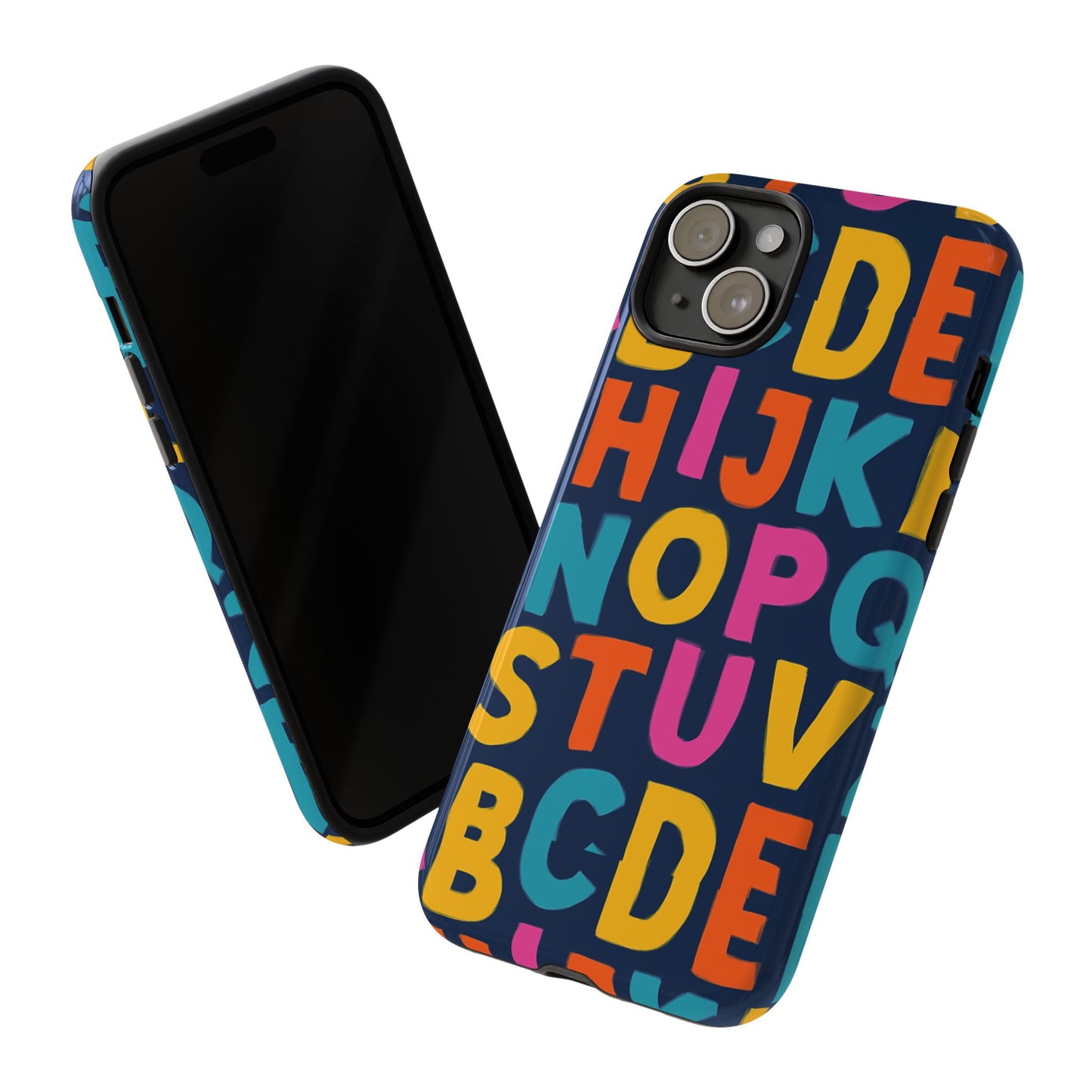 multicolour alphabet 3d wrap protective phone case for unique style and playful expression compatible with iphone 13, 14, 15 & 16 – all models including pro, pro max & plus