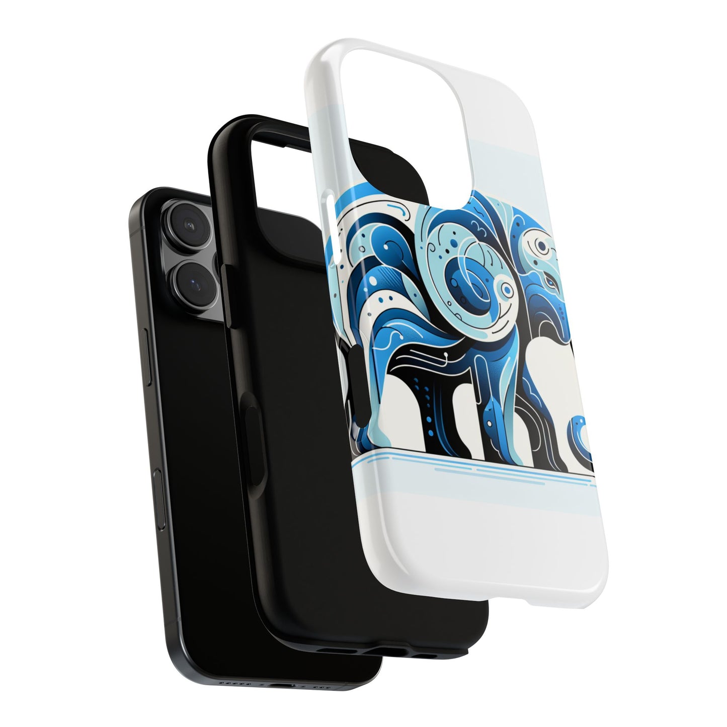 vibrant 3d blue elephant design protective phone case – unique abstract art style for stylish protection compatible with iphone 13, 14, 15 & 16 – all models including pro, pro max & plus