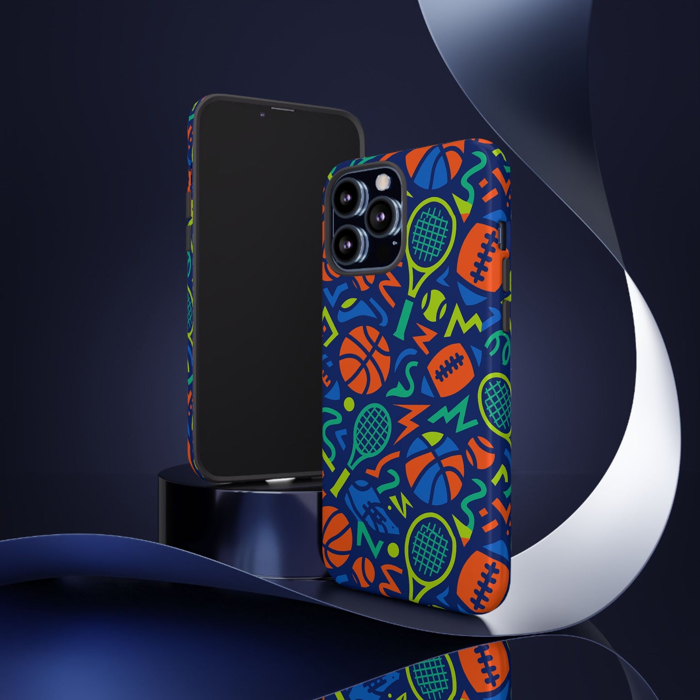 vibrant 3d sports pattern protective phone case for unisex – colourful accessory for stylish protection compatible with iphone 13, 14, 15 & 16 – all models including pro, pro max & plus