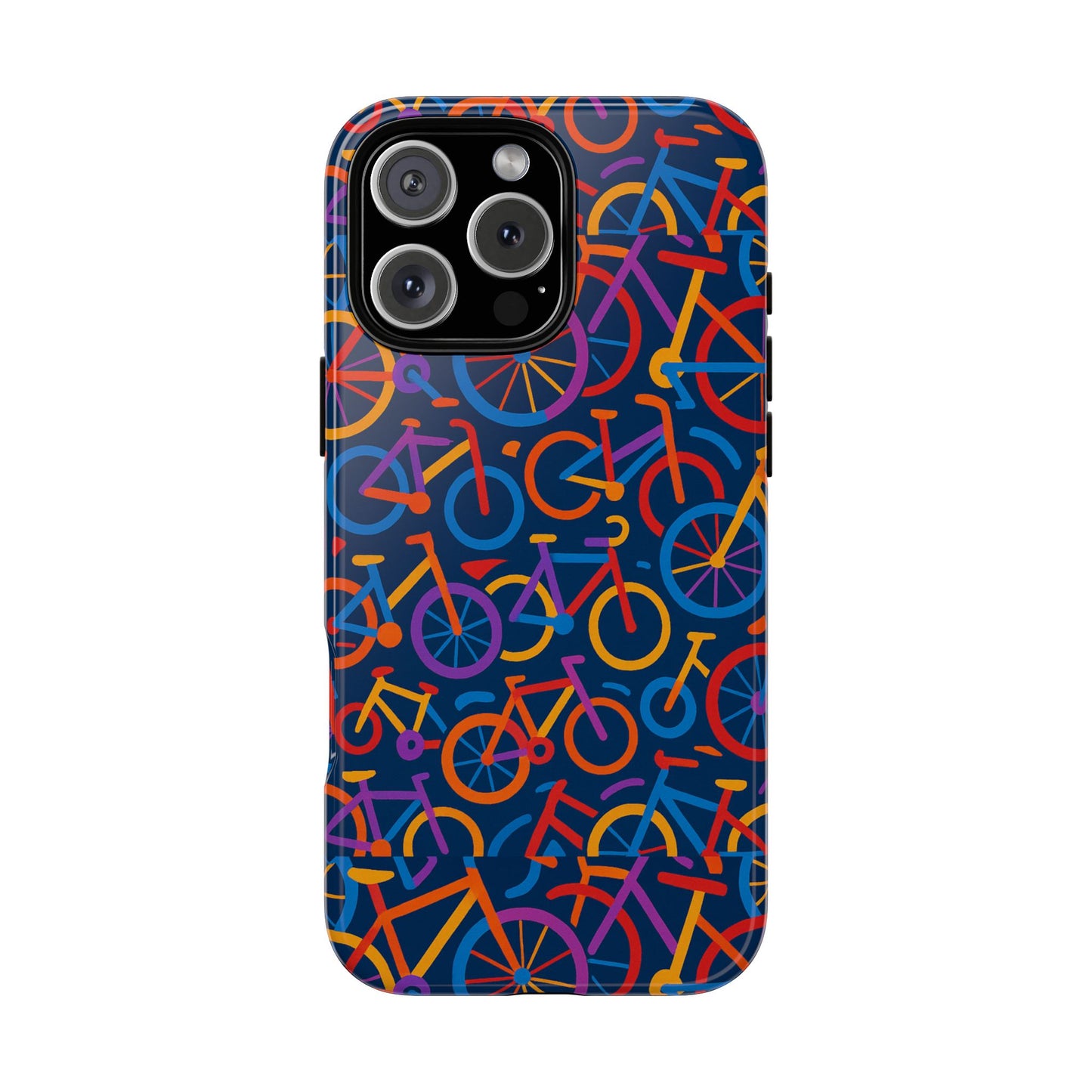 multicolour 3d bicycle pattern protective phone case stylish design for creative individuals compatible with iphone 13, 14, 15 & 16 – all models including pro, pro max & plus