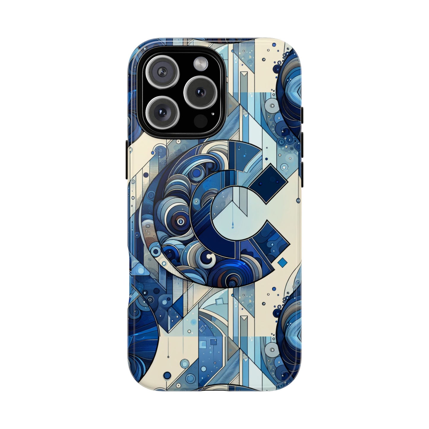 blue alphabet c phone case for smartphone protection with 3d wrap design, shock absorption, uv protection, durable silicone material, suitable for tech enthusiasts and individuality seekers