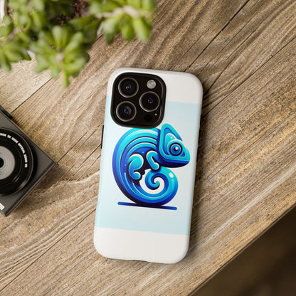 Vibrant 3D Chameleon Phone Case in Blue Retro Design for Stylish Protection – Compatible with iPhone 13, 14, 15 & 16 – all models including Pro, Pro Max & Plus