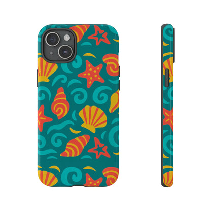 Vibrant Coastal Shell Pattern Protective Phone Case for Stylish Self-Expression Compatible with iPhone 13, 14, 15 & 16 – all models including Pro, Pro Max & Plus