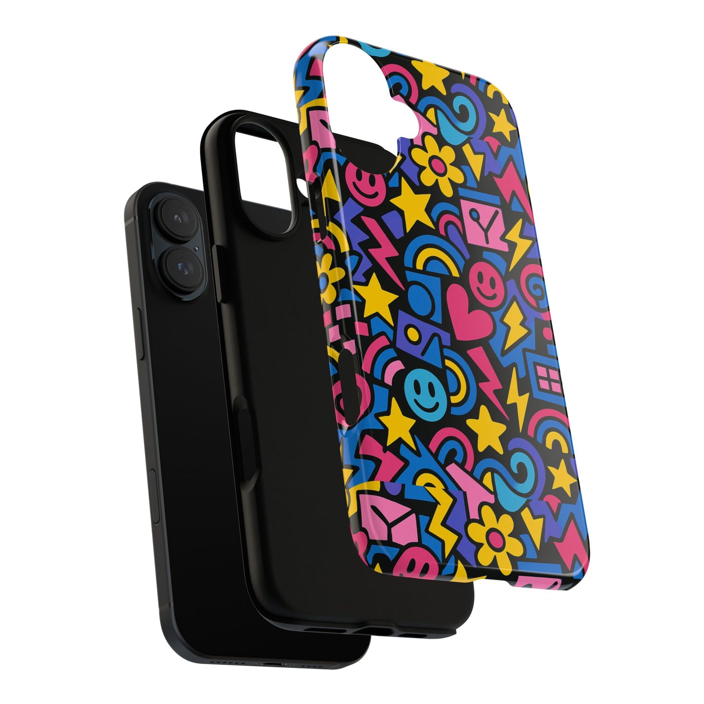 vibrant multicolour cartoon protective phone case – playful 3d design for stylish protection – compatible with iphone 13, 14, 15 & 16 – all models including pro, pro max & plus