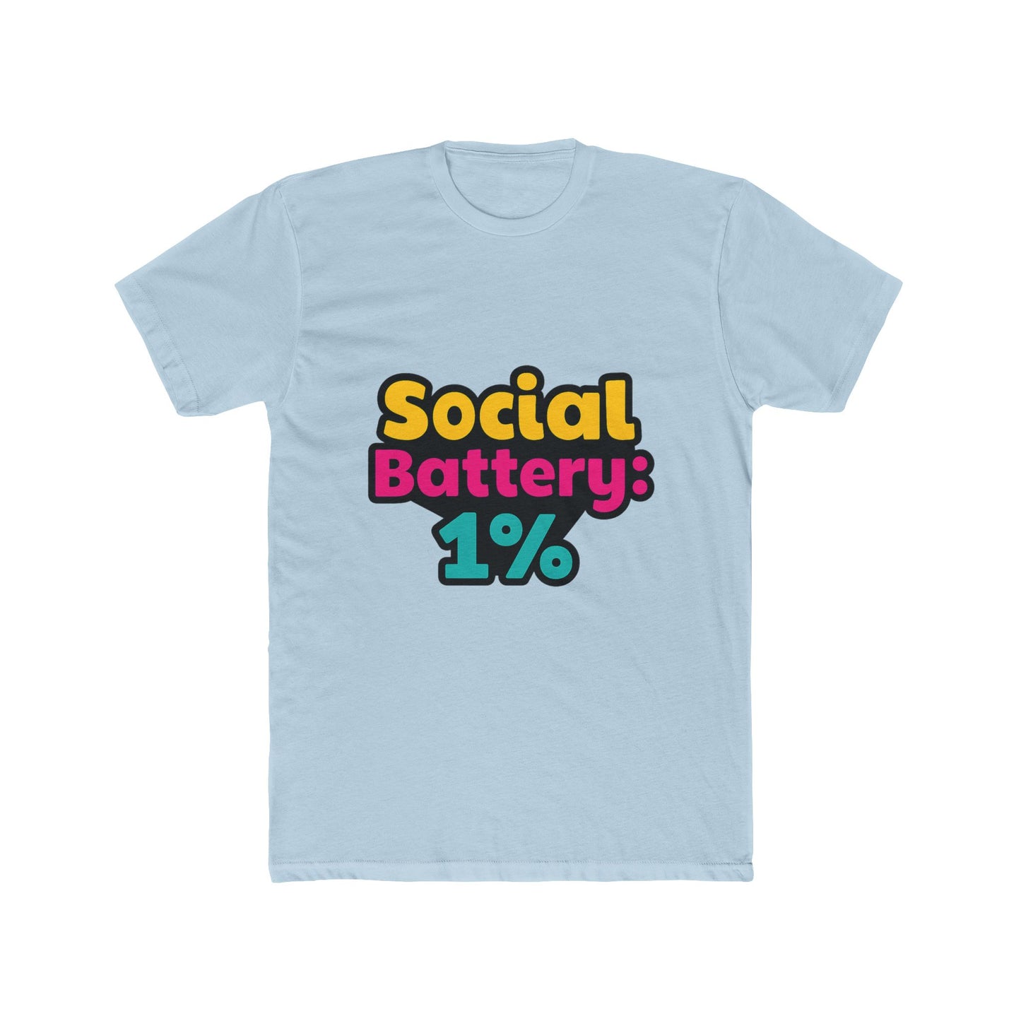 social battery 1% meme unisex t-shirt – multicolor graphic tee, funny casual tee for men and women, humorous t-shirt for everyday wear, sizes s-xxl
