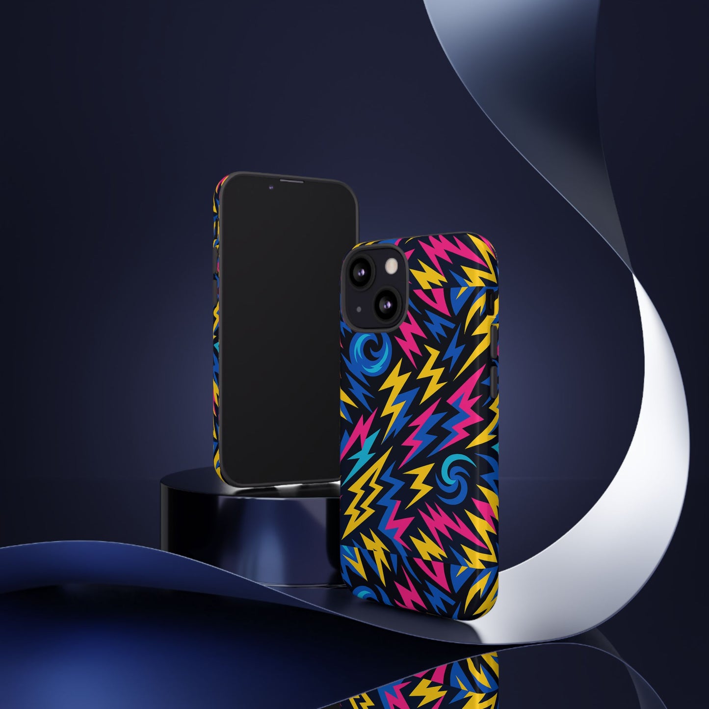 vibrant lightning bolt protective phone case with 3d wrap design for trendy aesthetic accessories compatible with iphone 13, 14, 15 & 16 – all models including pro, pro max & plus
