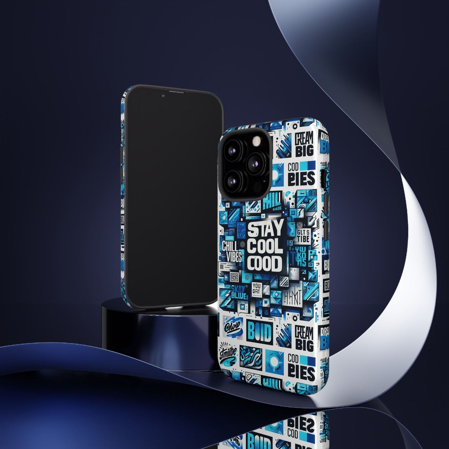 vibrant 3d wrap protective phone case with unique blue graphic design for trendy individuals – stylish protection compatible with iphone 13, 14, 15 & 16 – all models including pro, pro max & plus
