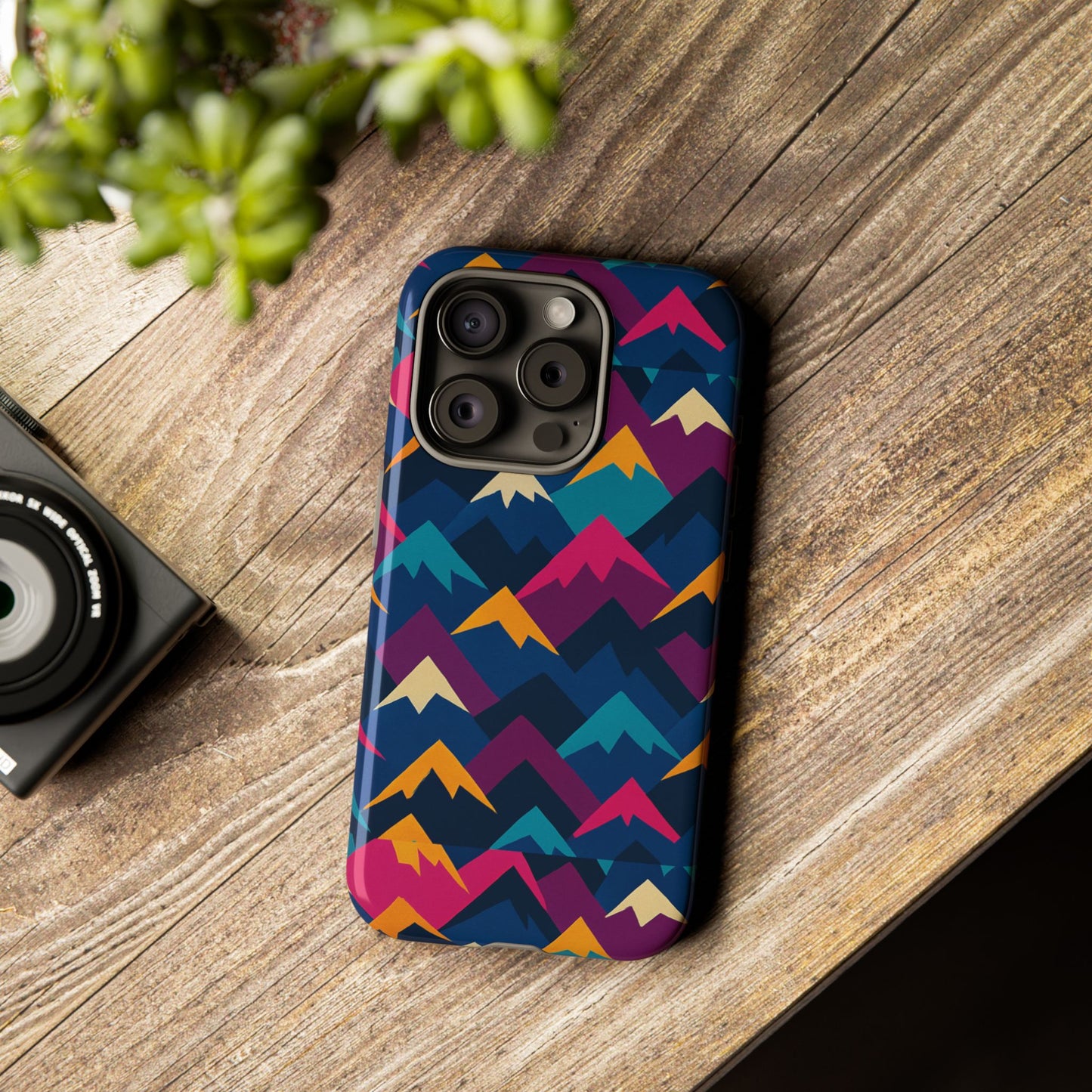 multicolour mountain geometric protective phone case – stylish accessory for unique self-expression compatible with iphone 13, 14, 15 & 16 – all models including pro, pro max & plus