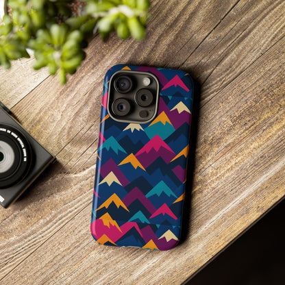 Multicolour Mountain Geometric Protective Phone Case – Stylish Accessory for Unique Self-Expression Compatible with iPhone 13, 14, 15 & 16 – all models including Pro, Pro Max & Plus