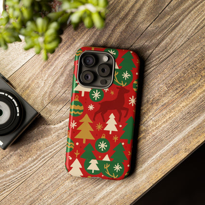 Vibrant Red Christmas Phone Case with Festive 3D Design for Stylish Protection Compatible with iPhone 13, 14, 15 & 16 – all models including Pro, Pro Max & Plus