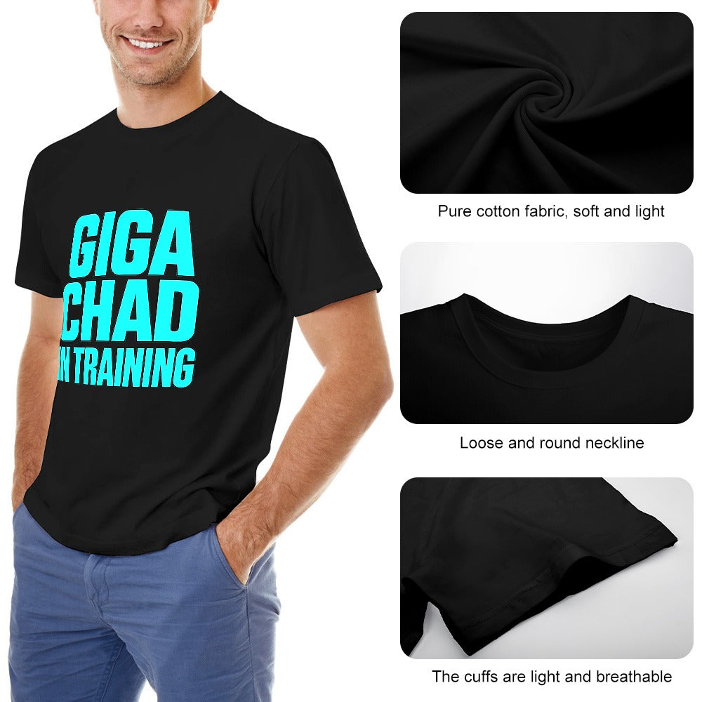 men's t-shirt 100% cotton giga chad in training graphic tee for fitness enthusiasts, casual wear, bold design, comfortable style, perfect for gym and daily outings
