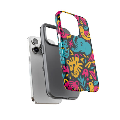 Vibrant 3D Animal Print Protective Phone Case Colourful Design for Stylish Protection Compatible with iPhone 13, 14, 15 & 16 – all models including Pro, Pro Max & Plus