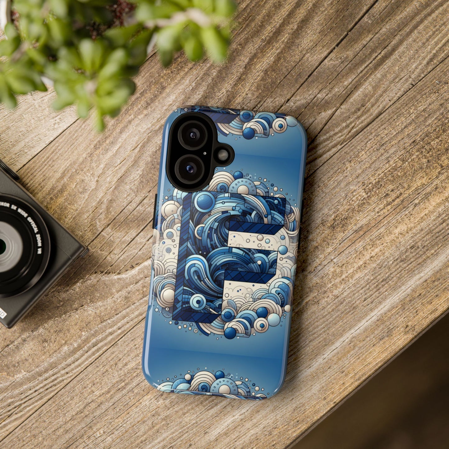 blue alphabet f phone case for iphone and android durable shockproof cover with 3d wrap design and uv protection