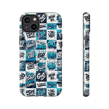 Vibrant 3D Wrap Phone Case in Blue with Playful Retro Design for Stylish Protection Compatible with iPhone 13, 14, 15 & 16 – all models including Pro, Pro Max & Plus