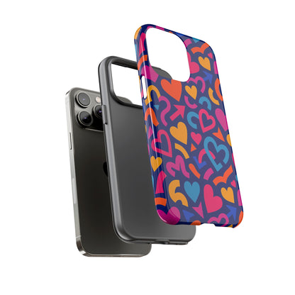 Vibrant Multicolour Heart Pattern Protective Phone Case with 3D Wrap Design for Stylish Smartphone Accessories Compatible with iPhone 13, 14, 15 & 16 – all models including Pro, Pro Max & Plus