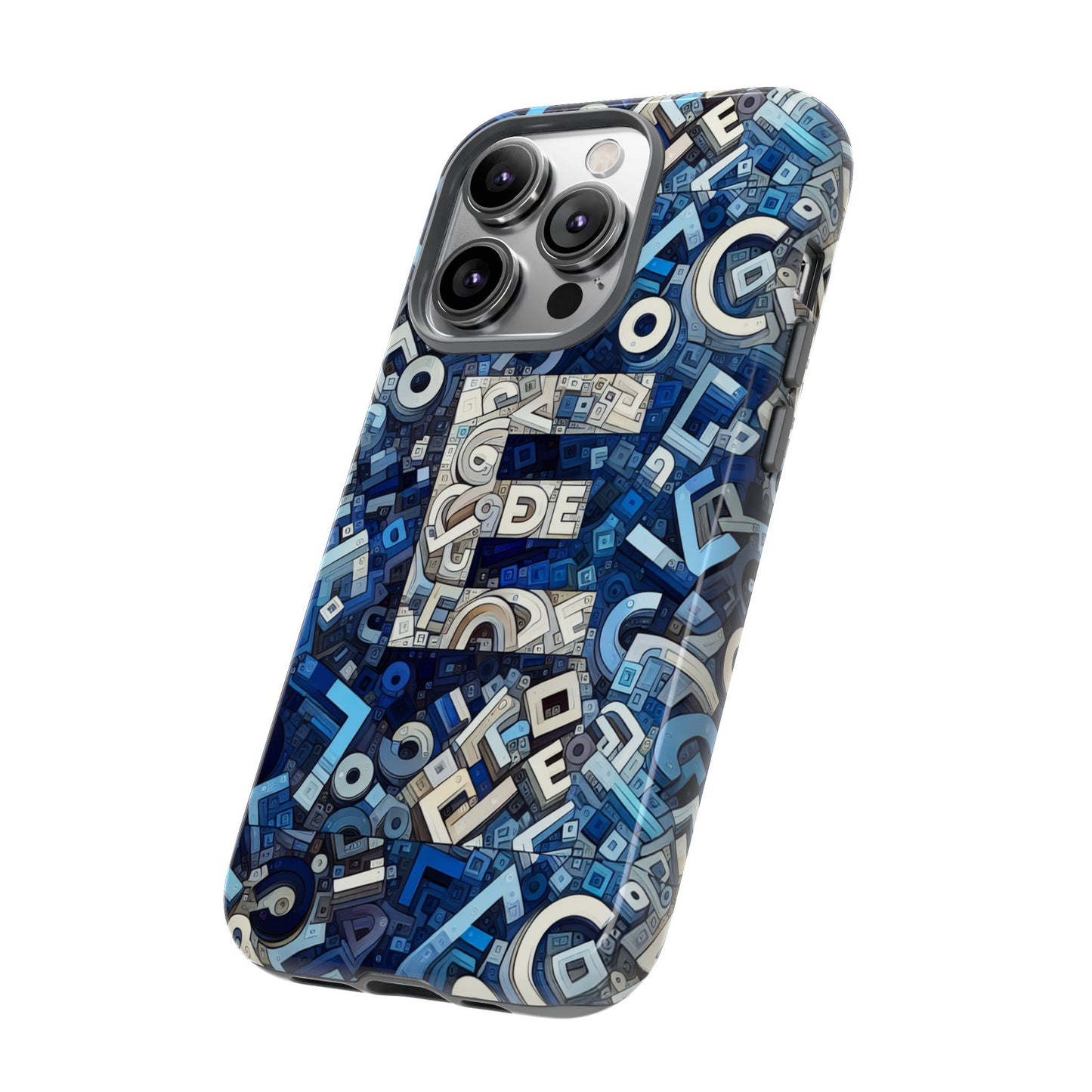 blue alphabet e phone case with 3d wrap design for stylish protection and personalised tech accessory for men and women