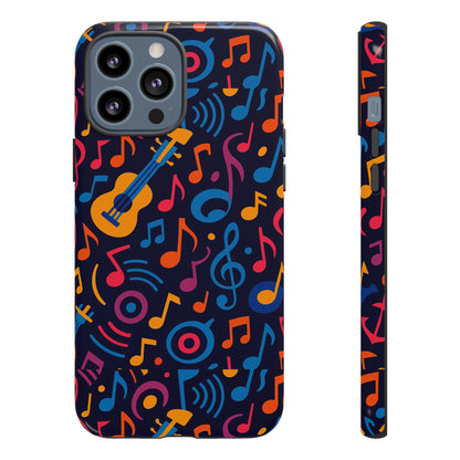 Vibrant 3D Music Design Protective Phone Case for Music Lovers Stylish Accessory Compatible with iPhone 13, 14, 15 & 16 – all models including Pro, Pro Max & Plus