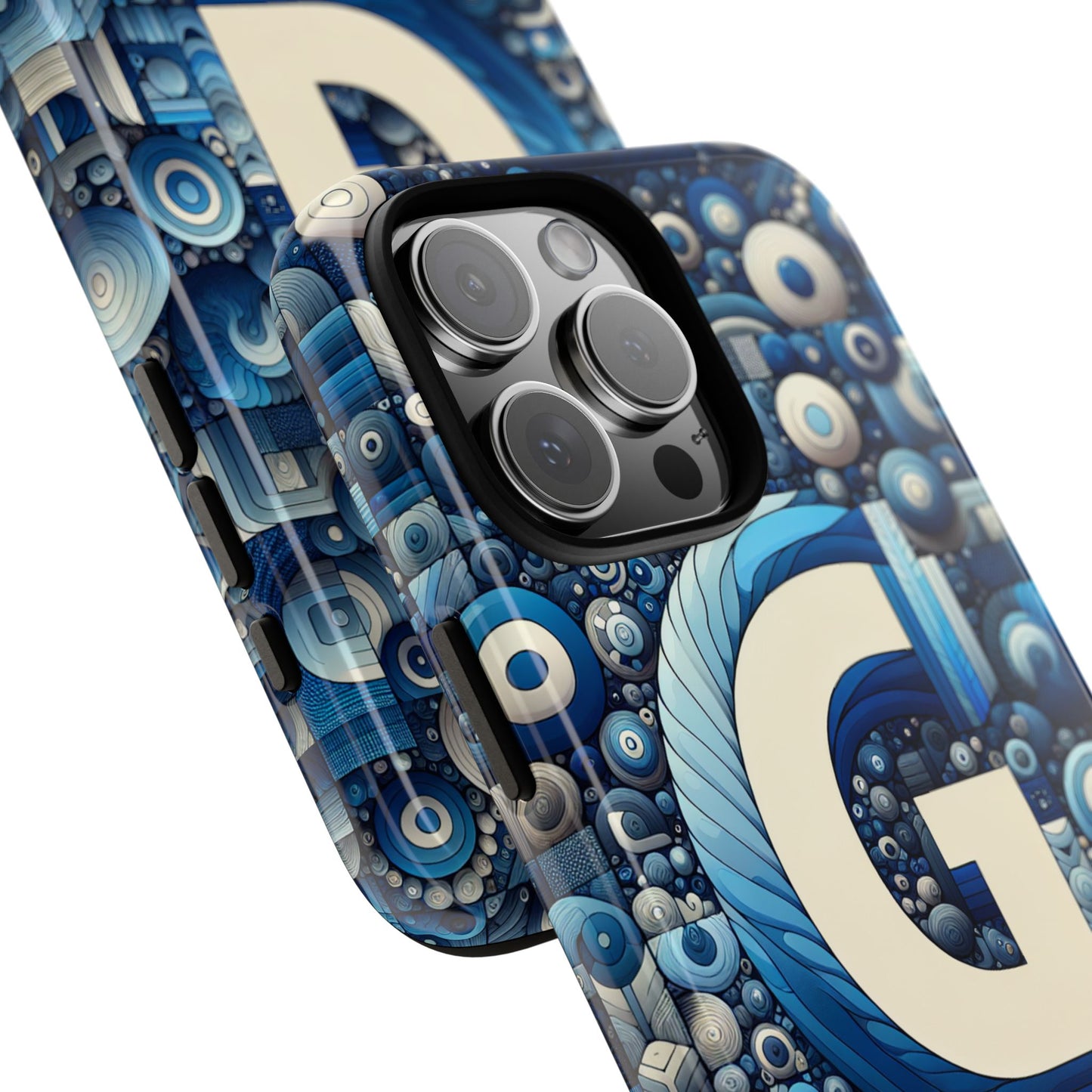 blue alphabet g phone case for iphone and android shockproof protective cover with 3d wrap design and uv protection