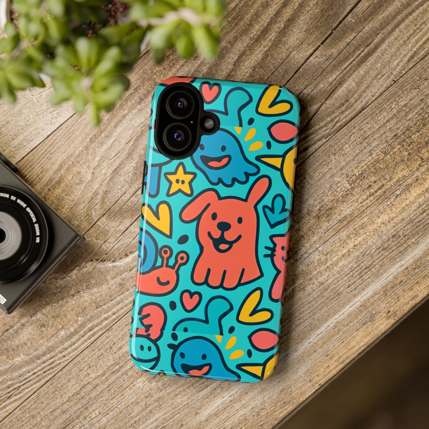 vibrant colourful protective phone case with fun animal cartoon design – stylish protection for kids and adults compatible with iphone 13, 14, 15 & 16 – all models including pro, pro max & plus