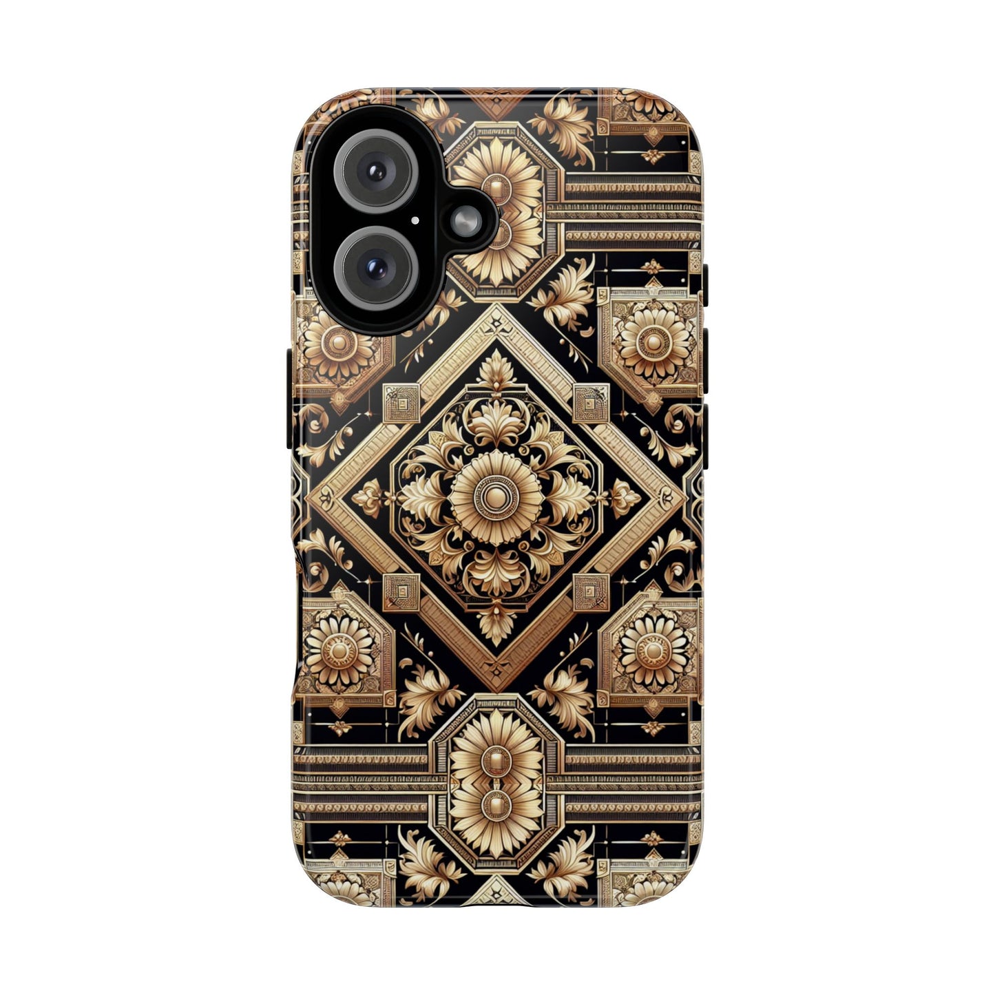 pattern image 1 vibrant shockproof phone case for anime and comic fans - stylish gold floral design for iphone 13-16 pro max plus