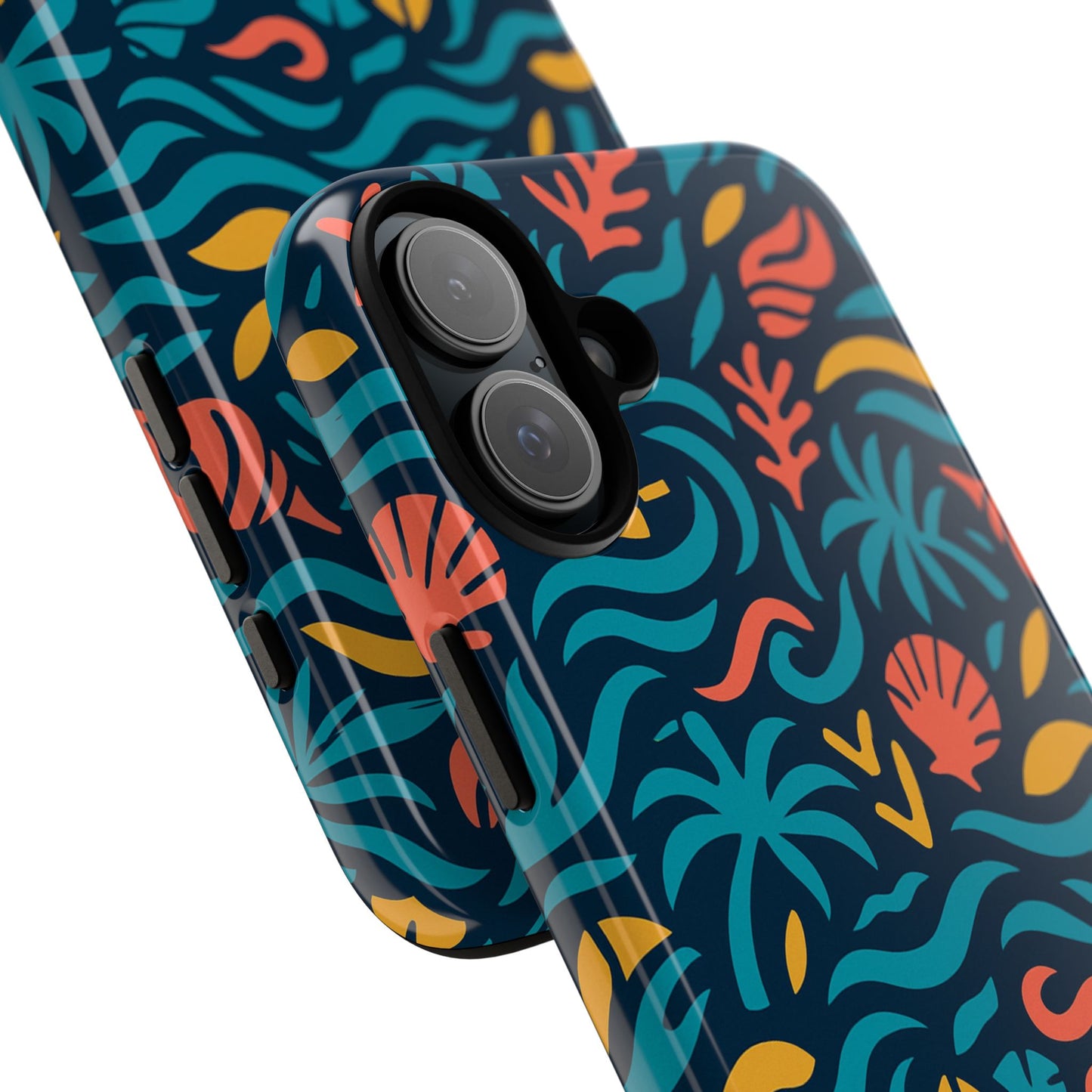 vibrant tropical pattern phone case with 3d design for stylish protection compatible with iphone 13, 14, 15 & 16 – all models including pro, pro max & plus