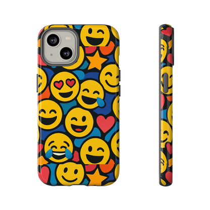 Multicolour Emoji Protective Phone Case with 3D Wrap Design Fun Accessory for Unisex Compatible with iPhone 13, 14, 15 & 16 – all models including Pro, Pro Max & Plus