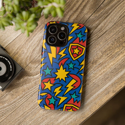 Multicolour Superhero Phone Case with 3D Design for Playful Protection Compatible with iPhone 13, 14, 15 & 16 – all models including Pro, Pro Max & Plus