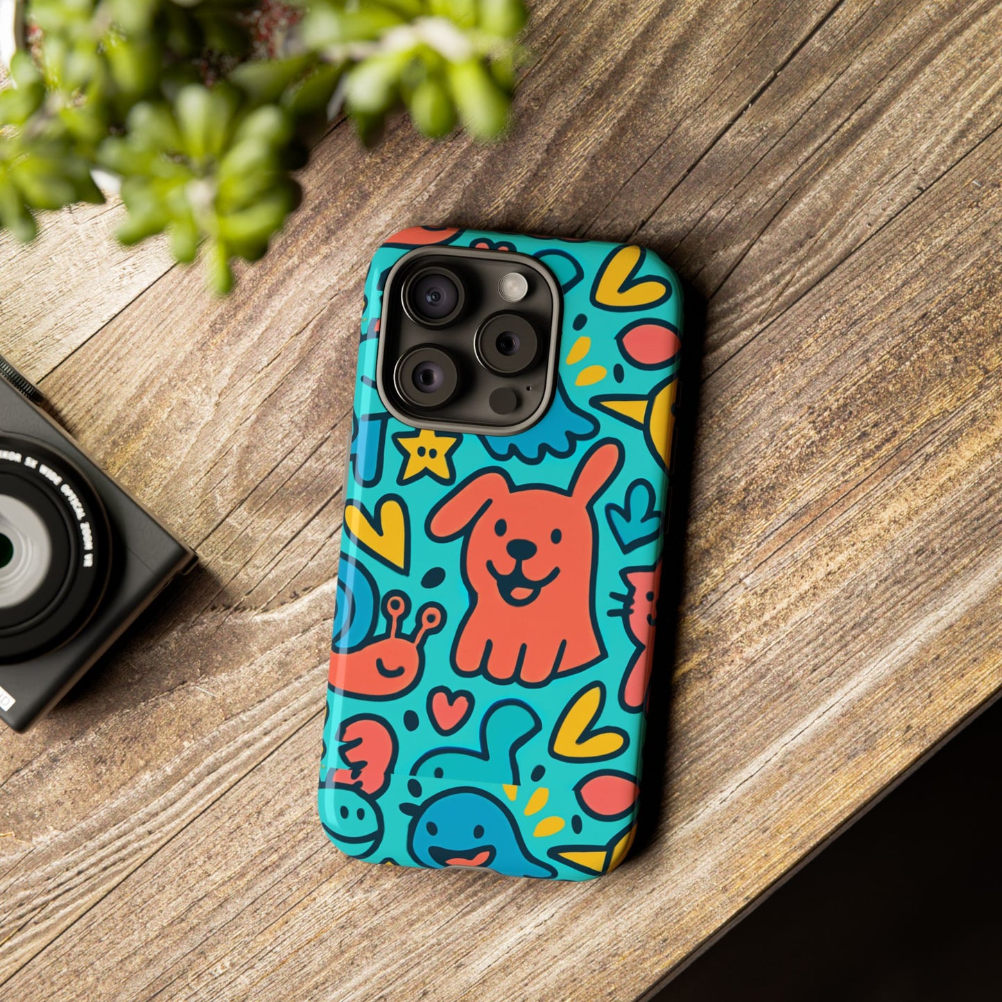 vibrant colourful protective phone case with fun animal cartoon design – stylish protection for kids and adults compatible with iphone 13, 14, 15 & 16 – all models including pro, pro max & plus