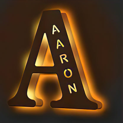 Personalised Wooden Letter Lamp Custom Name Alphabet Night Lights 19CM For Kids Room Decor, USB Powered, Warm LED Wall Light, Unique A-Z Design
