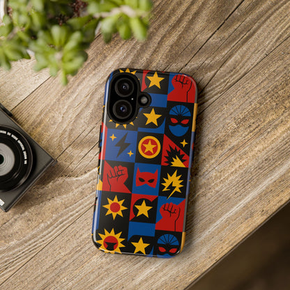 Vibrant Superhero Phone Case with Retro 3D Design for Stylish Protection Compatible with iPhone 13, 14, 15 & 16 – All Models Including Pro, Pro Max & Plus