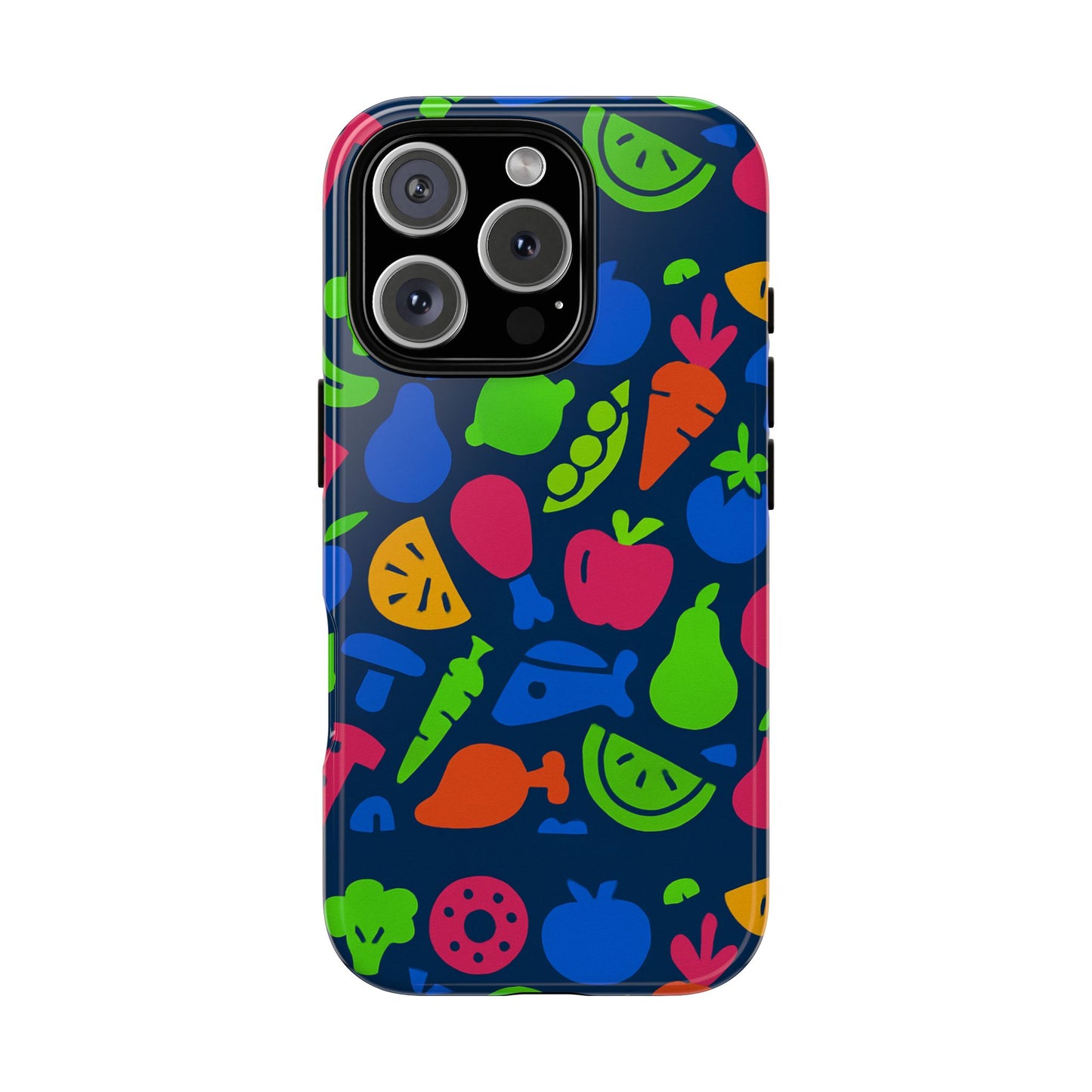 vibrant 3d fruit pattern protective phone case with glossy finish for stylish protection, compatible with iphone 13, 14, 15 & 16 – all models including pro, pro max & plus