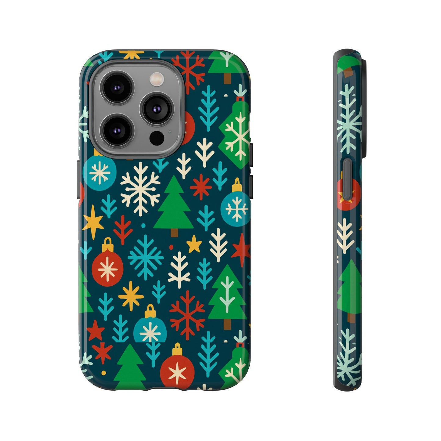 multicolour 3d wrap protective phone case with retro christmas design for stylish protection – compatible with iphone 13, 14, 15 & 16 – all models including pro, pro max & plus