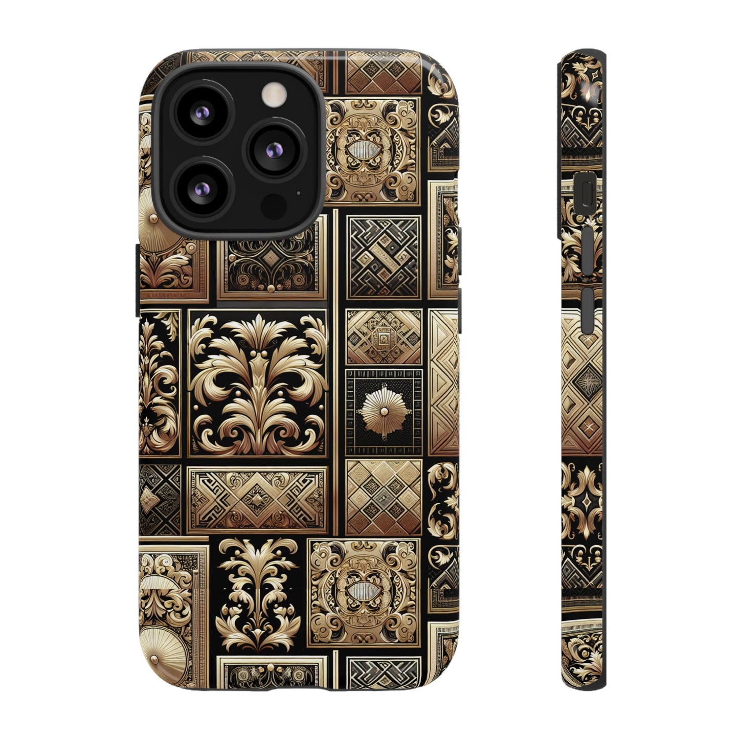 pattern image 4 vibrant 3d phone case for anime and comic fans with baroque gold ornate design compatible with iphone 13, 14, 15 & 16 – all models including pro, pro max & plus