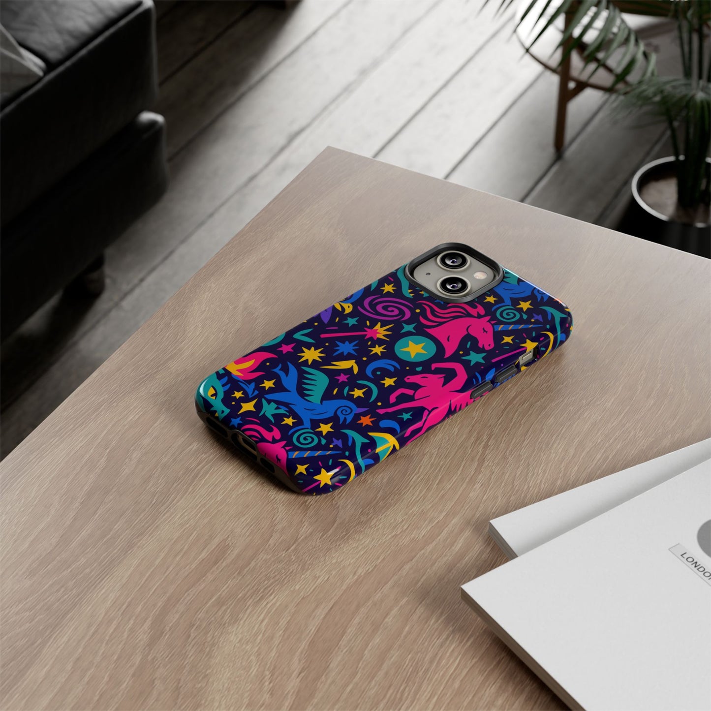 vibrant fantasy unicorns protective phone case – colourful 3d design for stylish protection – compatible with iphone 13, 14, 15 & 16 – all models including pro, pro max & plus