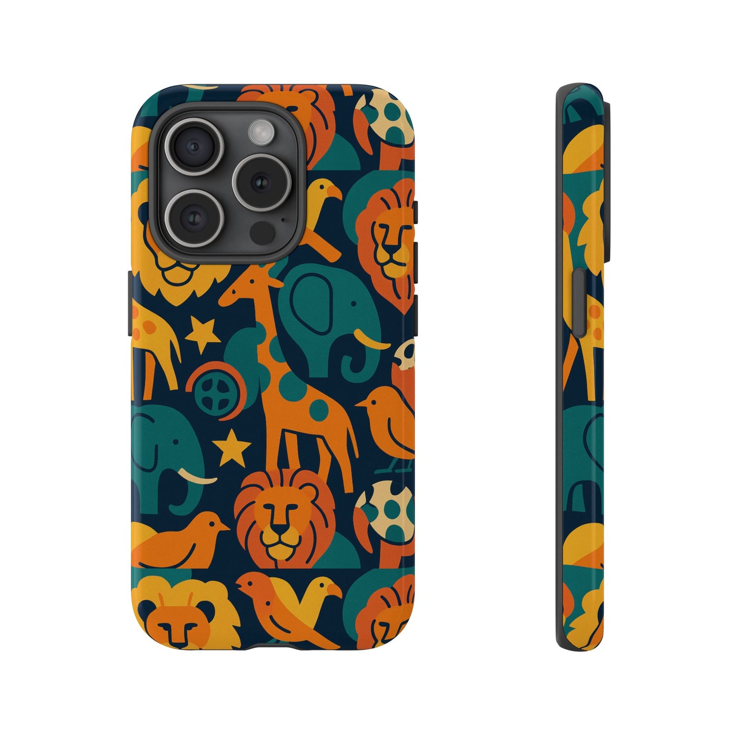 vibrant animal print protective phone case in multicolour – playful design for stylish protection – compatible with iphone 13, 14, 15 & 16 – all models including pro, pro max & plus