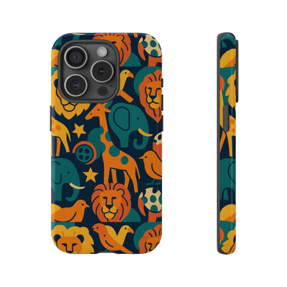 Vibrant Animal Print Protective Phone Case in Multicolour – Playful Design for Stylish Protection – Compatible with iPhone 13, 14, 15 & 16 – All Models Including Pro, Pro Max & Plus