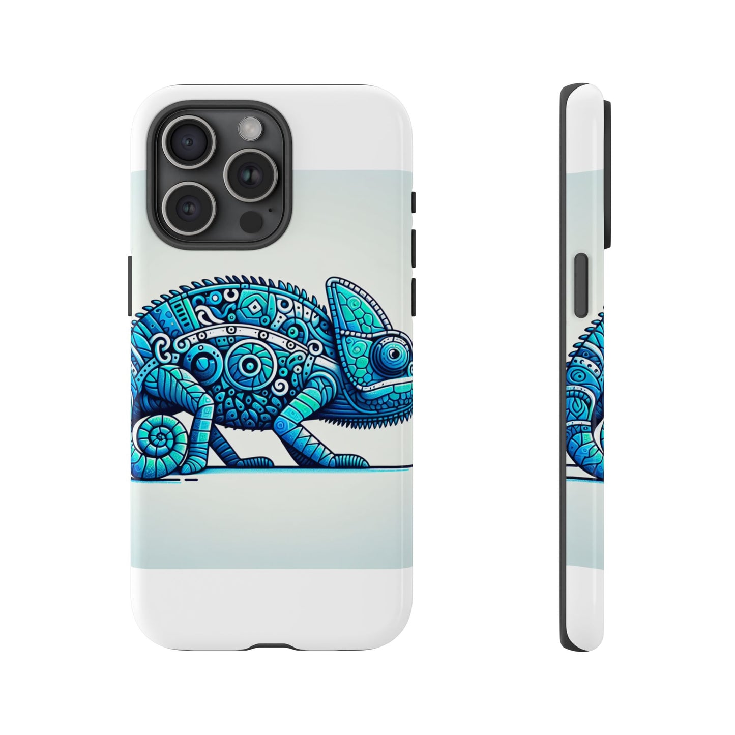 vibrant 3d chameleon print glossy phone case for eye-catching protection compatible with iphone 13, 14, 15 & 16 – all models including pro, pro max & plus