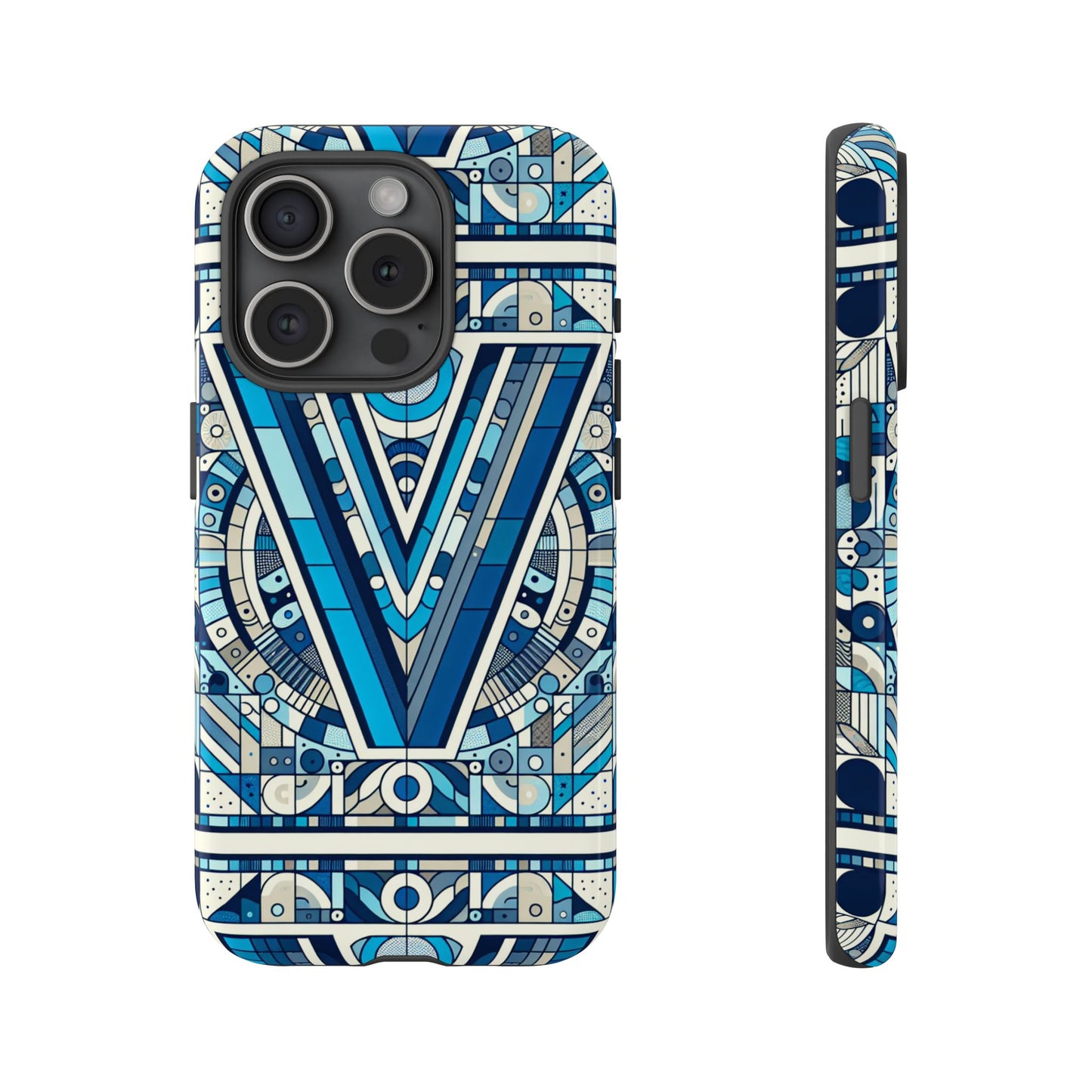 blue alphabet letter v phone case for men women kids durable shockproof cartoon anime style gift