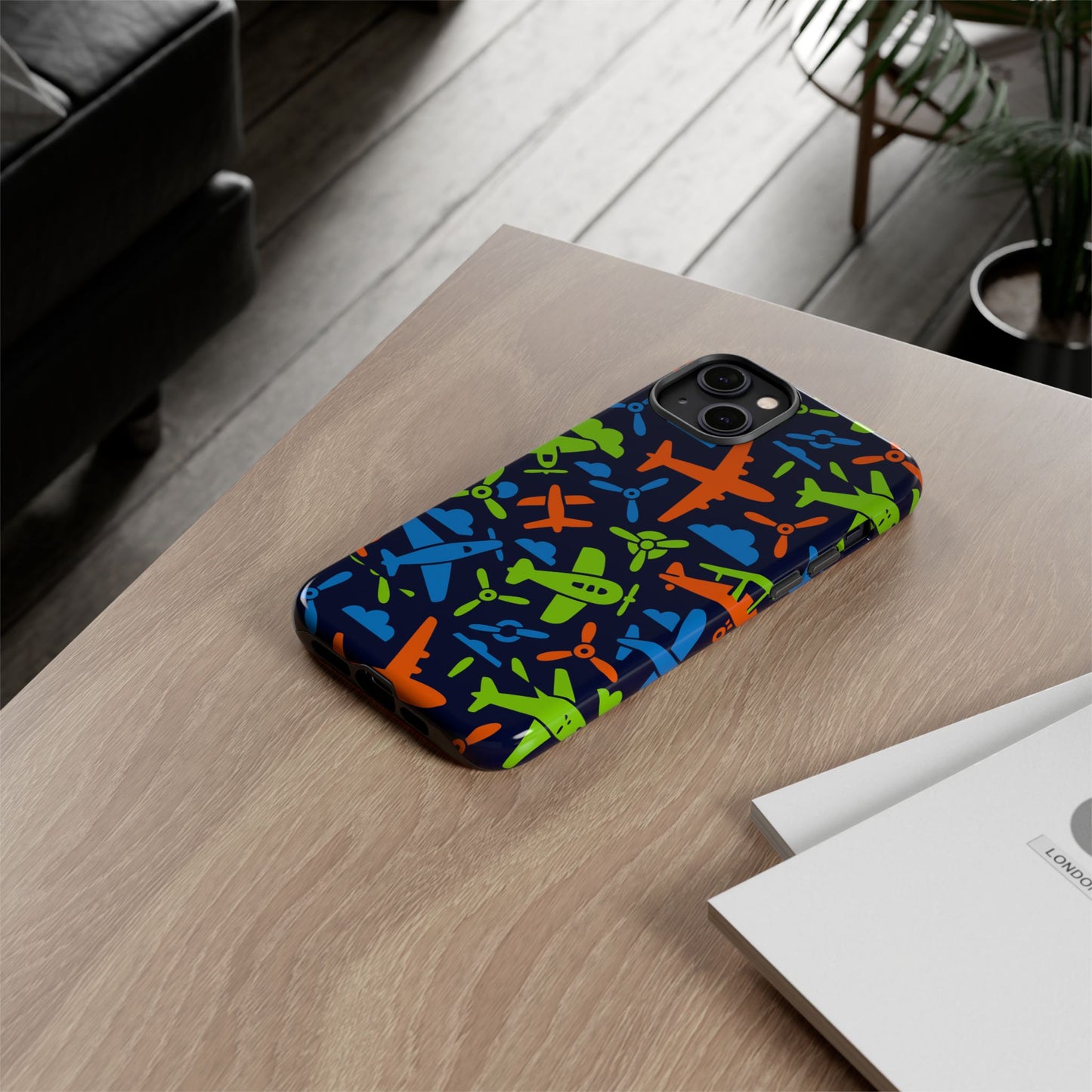 vibrant airplane pattern protective phone case for colourful accessory durable design compatible with iphone 13, 14, 15 & 16 – all models including pro, pro max & plus