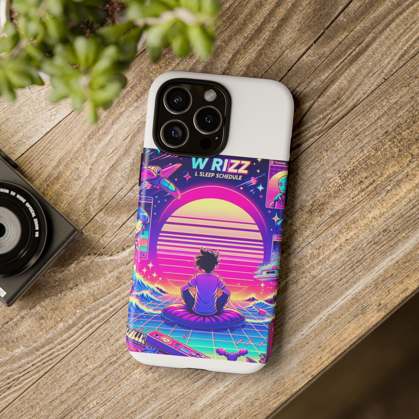 w rizz l sleep schedule protective phone case for anime lovers