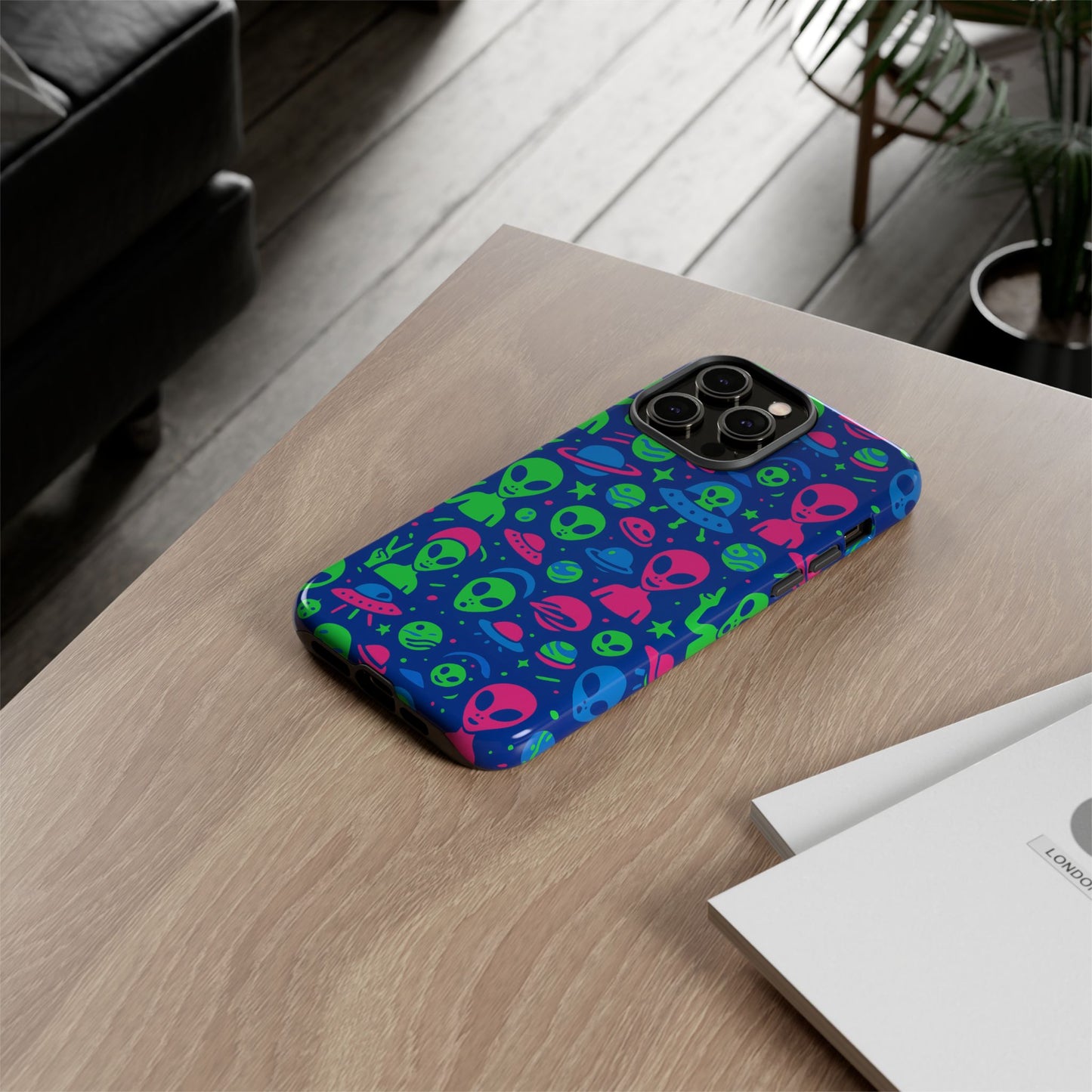 vibrant multicolour alien 3d wrap phone case in retro anime style for stylish protection compatible with iphone 13, 14, 15 & 16 – all models including pro, pro max & plus