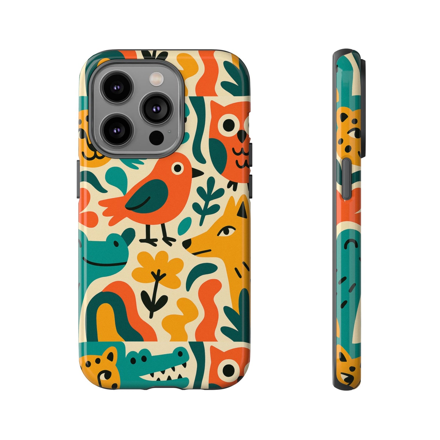 vibrant animal print protective phone case with 3d wrap design for unique style and expression compatible with iphone 13, 14, 15 & 16 – all models including pro, pro max & plus