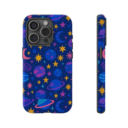 Vibrant Space Theme Protective Phone Case for Unisex – Colourful 3D Design Fashion Accessory Compatible with iPhone 13, 14, 15 & 16 – All Models Including Pro, Pro Max & Plus