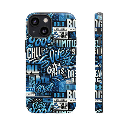Blue Pattern Image 4 Phone Case for Smartphones Shockproof Protective Cover with 3D Wrap Design Anime Comic Style Glossy or Matte Finish
