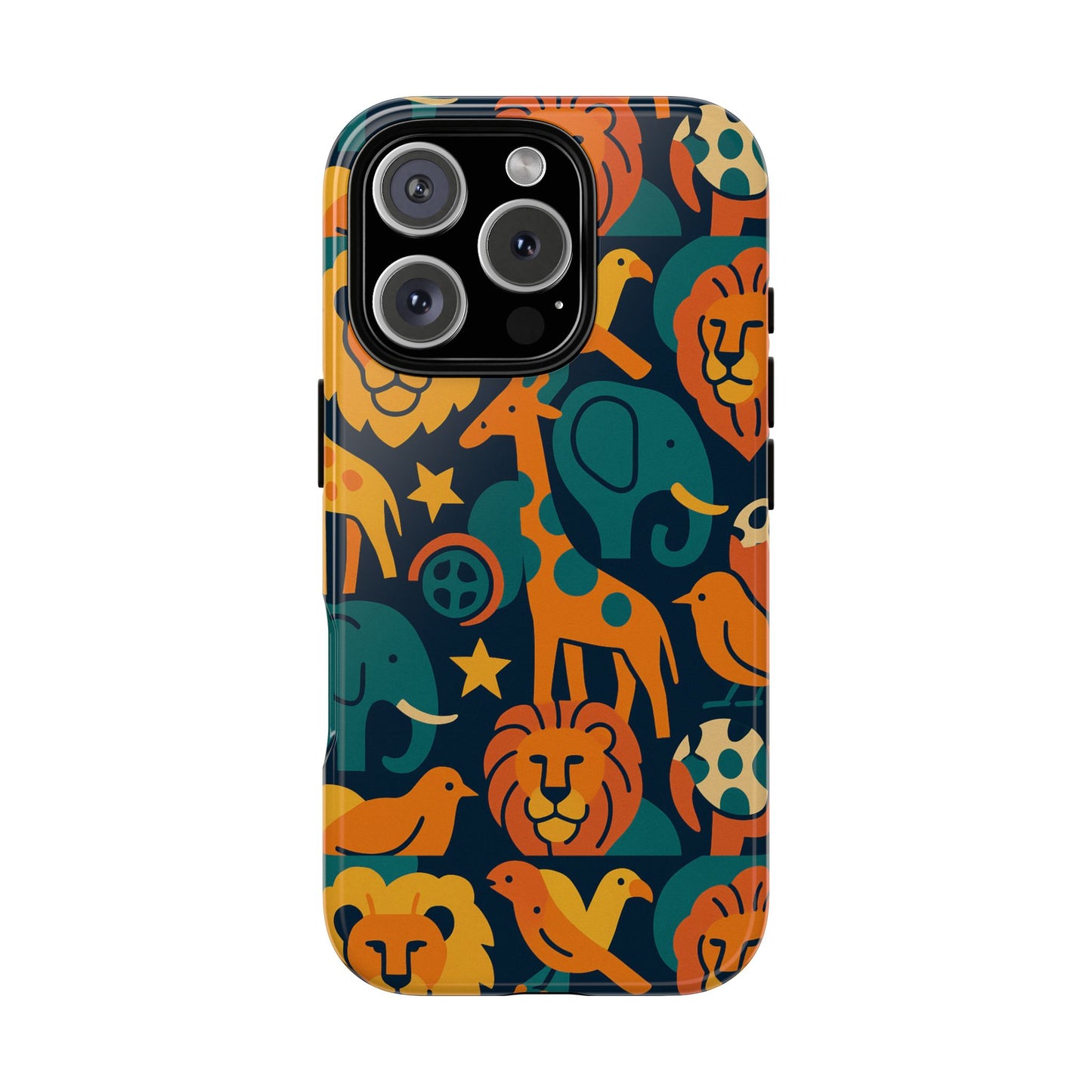 vibrant animal print protective phone case in multicolour – playful design for stylish protection – compatible with iphone 13, 14, 15 & 16 – all models including pro, pro max & plus