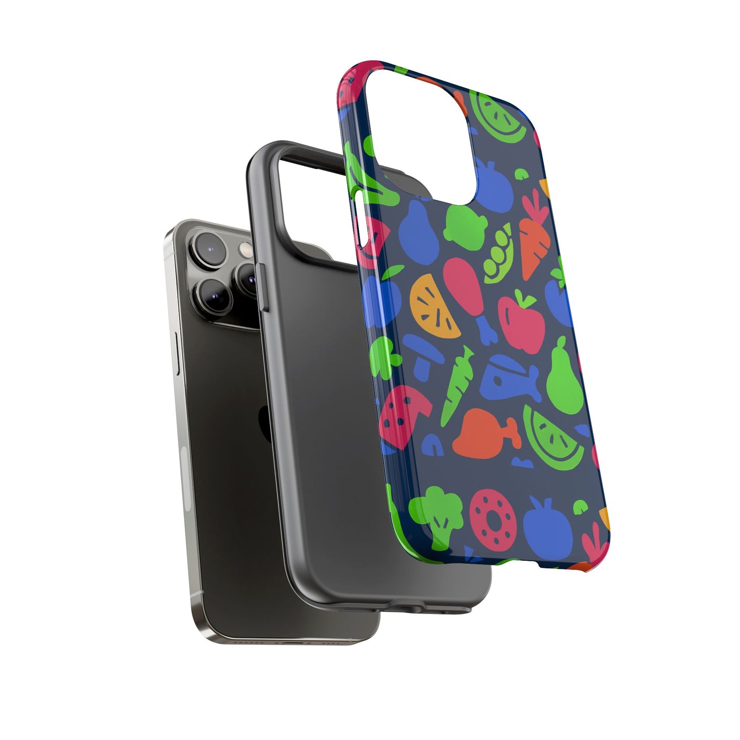 vibrant 3d fruit pattern protective phone case with glossy finish for stylish protection, compatible with iphone 13, 14, 15 & 16 – all models including pro, pro max & plus