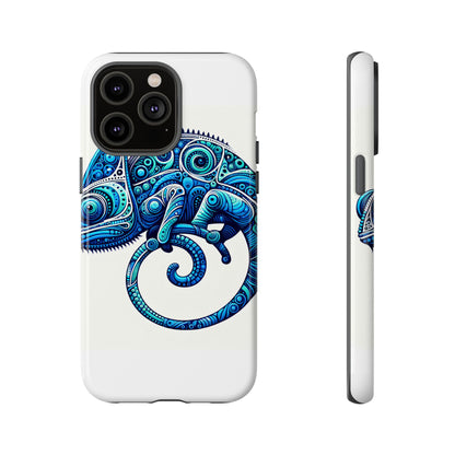 Vibrant 3D Wrap Protective Phone Case with Blue Chameleon Design, Creative Accessory for Unique Style, Compatible with iPhone 13, 14, 15 & 16 – all models including Pro, Pro Max & Plus