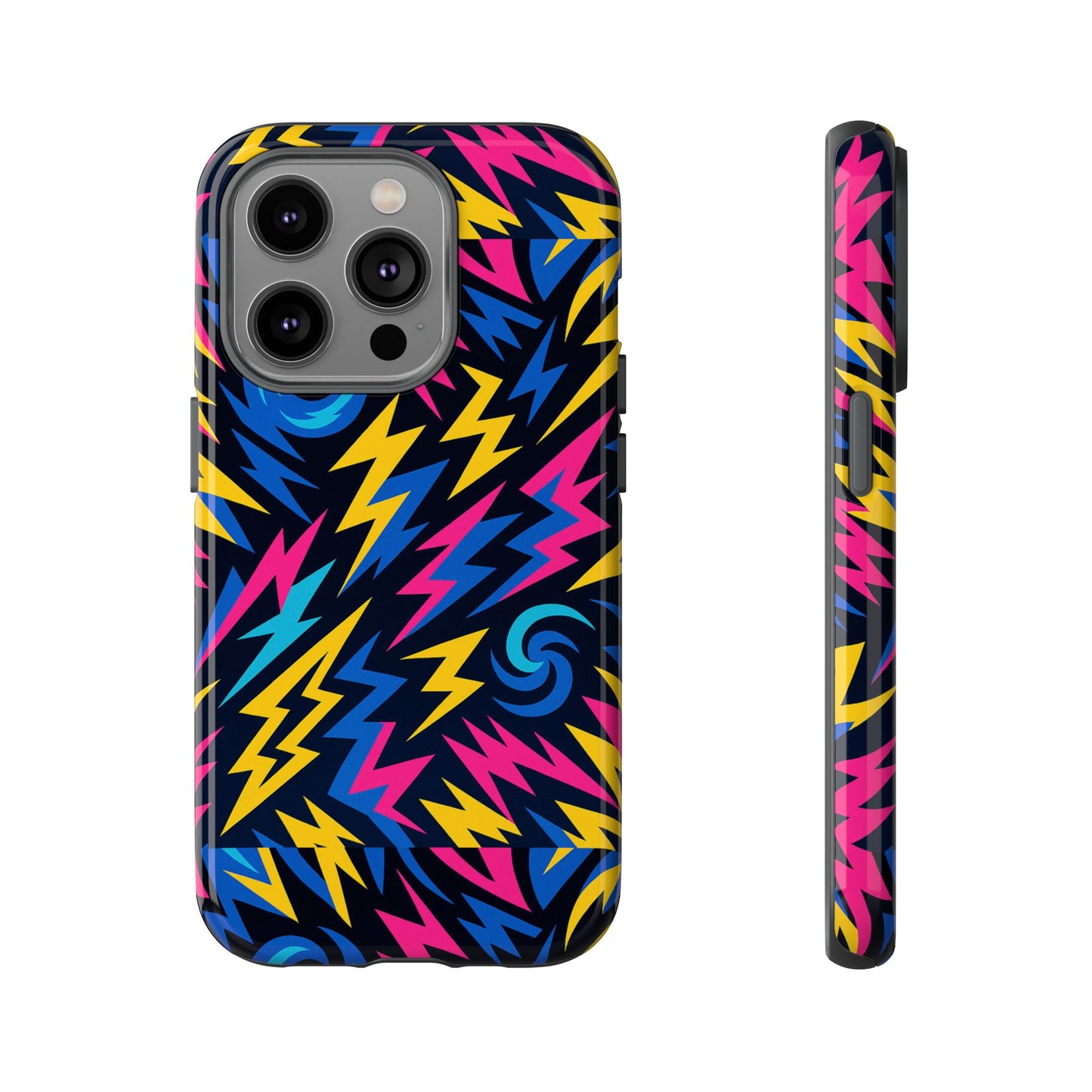 vibrant lightning bolt protective phone case with 3d wrap design for trendy aesthetic accessories compatible with iphone 13, 14, 15 & 16 – all models including pro, pro max & plus