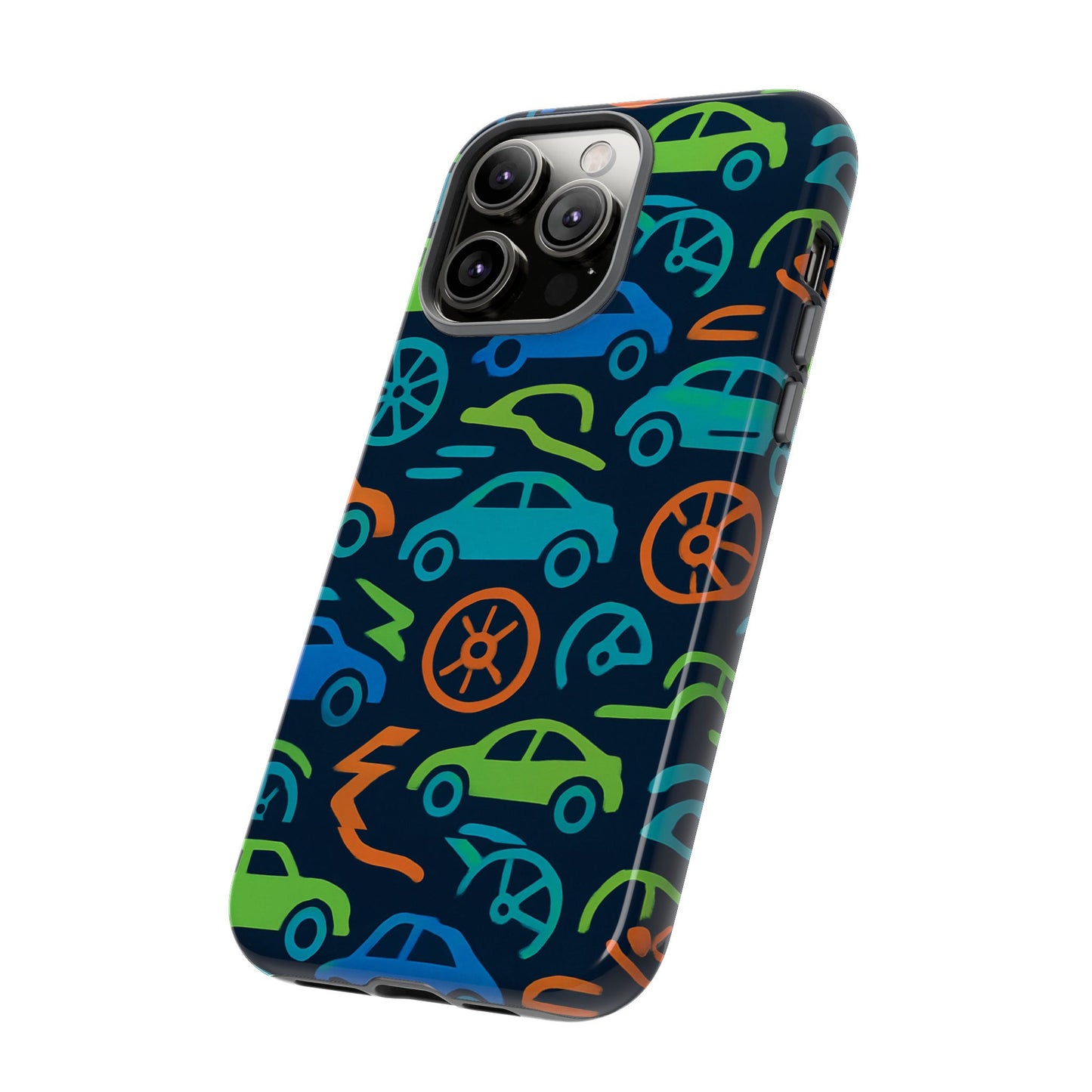 vibrant 3d car design protective phone case for kids and teens - playful multicolour style - stylish protection for everyday use - compatible with iphone 13, 14, 15 & 16 – all models including pro, pro max & plus